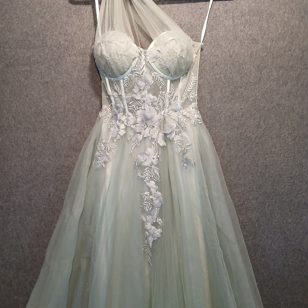 sz 1 Tulle Embroidered Formal wedding Prom fairy Ethereal Angelcore Soft Girl